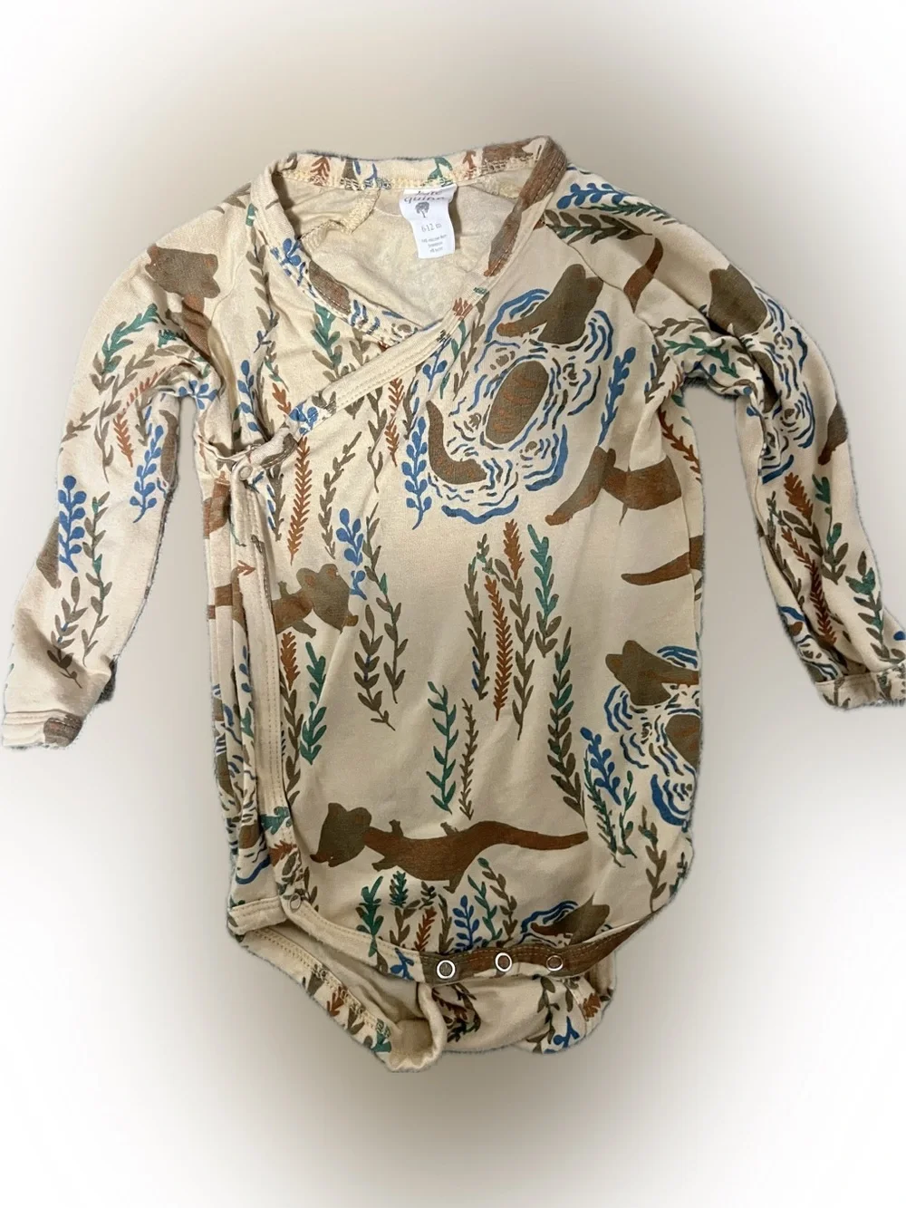 Kate Quinn bamboo crocodile bodysuit 🐊 (beige, brown, and blue print)